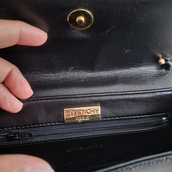 Givenchy Embossed Black Leather Clutch Crossbody Bag Vintage - Picture 5 of 12